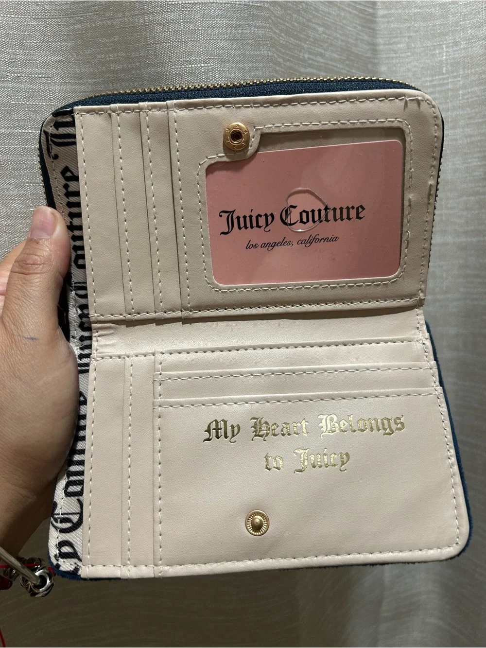 Juicy Couture Cream and Navy Zip Card Wallet